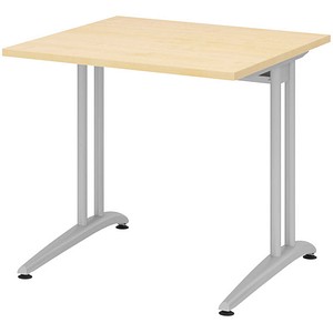 HAMMERBACHER BS08 Schreibtisch ahorn quadratisch, C-Fuß-Gestell silber 80,0 x 80,0 cm