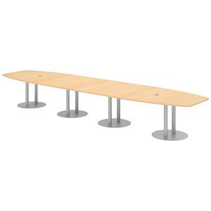 4032062315729 - HAMMERBACHER Konferenztisch KT52S ahorn Tonnenform Rundrohr silber 5200 x 850 - 1300 x 740 cm