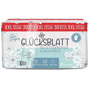 GLÜCKSBLATT Toilettenpapier XXL 3-lagig, 30 Rollen