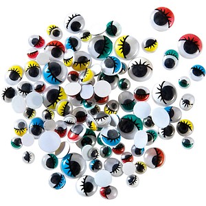 4001868023862 - Wackelaugen mehrfarbig mit Wimpern farbig sortiert Ø unterschiedlich mm 100 St