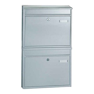 Briefkastenanlage mit 2 Briefkästen ohne Ständer H 635 x B 440 x T 125 mm Edelstahl