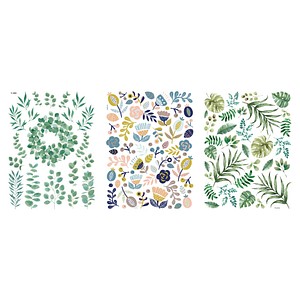 4006166937668 - Dekoartikel Transfer-Sticker Rub on Botanical Flowers mehrfarbig