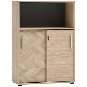 MÖBELPARTNER Schiebetürenschrank Arezzo, 702098 eiche hell 2 Fachböden 80,1 x 38,2 x 113,4 cm