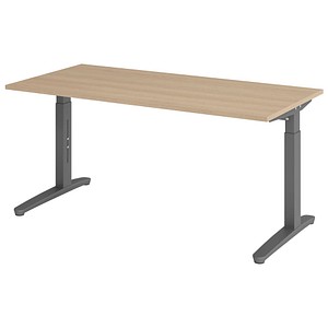 HAMMERBACHER VXB16 höhenverstellbarer Schreibtisch eiche rechteckig, C-Fuß-Gestell grau 160,0 x 80,0 cm