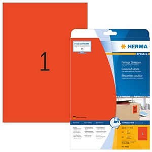 20 HERMA Etiketten 4422 rot 210,0 x 297,0 mm