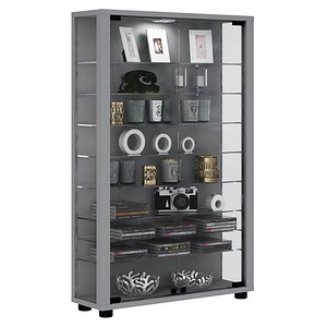 4051814336928 - Ebuy24 - Lumo Mini Vitrinenschrank 2 Glastüren Glasvitrinen mit LED-Leuchten Silberfarbig - Silber 4051814336928 - Ebuy24 - Lumo Mini Vitrinenschrank 2 Glastüren Glasvitrinen mit LED-Leuchten Silberfarbig - Silber
