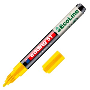 4057305071873 - Lackmarker 51 EcoLine Schreibfarbe Gelb Rundspitze Strichstärke 1-2 mm mit Kappe wasserbasiert nachfüllbar 10 Stück