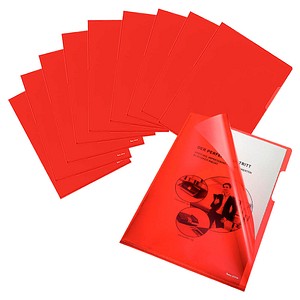 Bene Sichthüllen 205000RT, A4, rot, klar glatt, oben & rechts offen, 0,15mm 9003262130776 Bene 100 Stück