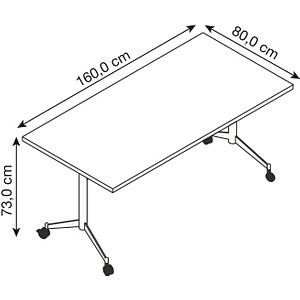 8058265539980 - Mehrzwecktisch Pop-up beton weiß rechteckig T-Fuß-Gestell weiß 1600 x 800 x 740 cm