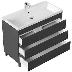 4251982673829 - POSSEIK Waschbecken mit Unterschrank FELLINI 100 grafit 1000 x 480 x 835 cm
