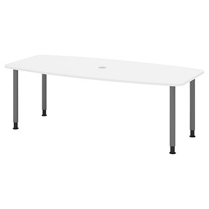 4032062316610 - HAMMERBACHER Konferenztisch KT22C weiß Tonnenform Rundrohr grau 2200 x 830 1030 x 720 - 740 cm