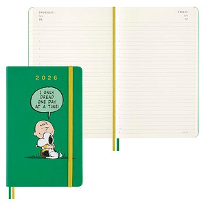 8056999277154 - Moleskine 12 Monate Peanuts Charlie & Snoopy Tageskalender 2026 L A5 1 Tag = 1 Seite fester Einband Emeraldgrün