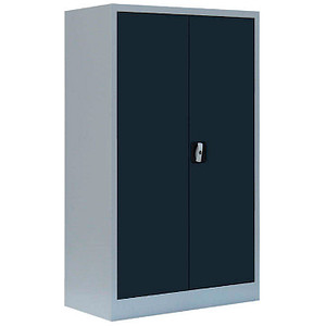 4061815997417 - Lüllmann - Aktenschrank Metallschrank abschließbar Lichtgrau Anthrazit 2 Fachböden 1200 x 800 x 383 mm 530298 - grau