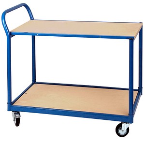 4260054777266 - Transportwagen SZ METALL Professional bunt (blau holzfarben) B50cm H90cm L100cm Stahl Gummi Holz Transportwagen mit 2 Böden bis zu 250 kg Tragkraft