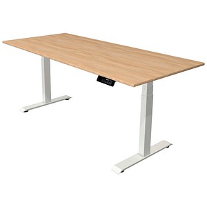 Kerkmann Move 1 stable elektrisch höhenverstellbarer Schreibtisch eiche hell rechteckig, T-Fuß-Gestell weiß 180,0 x 80,0 cm
