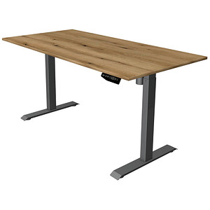 Kerkmann Move 1 elektrisch höhenverstellbarer Schreibtisch eiche rechteckig, T-Fuß-Gestell grau 160,0 x 80,0 cm