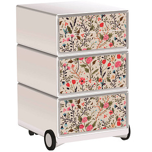 PAPERFLOW easyBox Garden Factory Rollcontainer weiß, bunt 4 Auszüge 39,0 x 43,6 x 64,2 cm