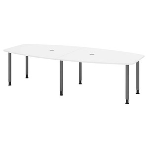 4032062316016 - HAMMERBACHER Konferenztisch KT28C weiß Tonnenform Rundrohr grau 2800 x 850 1300 x 720 - 740 cm