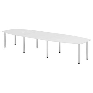 4032062315163 - HAMMERBACHER Konferenztisch KT40C weiß Tonnenform Rundrohr chrom 4000 x 850 1300 x 720 - 740 cm