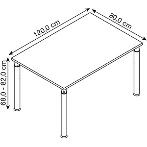 4032062183724 - VERA-ZWO - Schreibtisch mit 4-Fuß-Gestell höhenverstellbar Tiefe 800 mm Breite 1200 mm lichtgrau   alusilber kaiserkraft