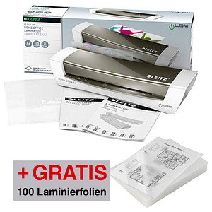 AKTION: LEITZ iLAM Home Office A4 Laminiergerät-Set bis DIN A4 + GRATIS 100 Laminierfolien, 80 micron, DIN A4