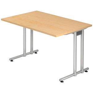 HAMMERBACHER NS12 Schreibtisch ahorn rechteckig, C-Fuß-Gestell silber 120,0 x 80,0 cm
