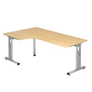 OS 82 höhenverstellbarer Schreibtisch ahorn L-Form OS 82 höhenverstellbarer Schreibtisch ahorn L-Form
