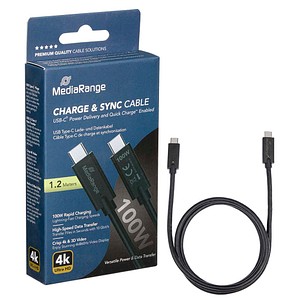 MediaRange USB C USB-Kabel MRCS214 mit E-Mark-Chip 1,2 m schwarz, 1 St. - Büroshop24