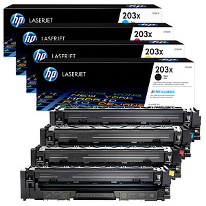 Image of HP 203X (CF540X/CF541X/CF543X/CF542X) schwarz, cyan, magenta, gelb Tonerkartuschen, 4er-Set