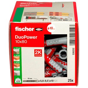 4048962262193 - fischer DuoPower 10x80 2K 538252 Universaldübel-Sortiment Ø 10 mm x 80 mm 25 Stück 4048962262193 - fischer DuoPower 10x80 2K 538252 Universaldübel-Sortiment Ø 10 mm x 80 mm 25 Stück