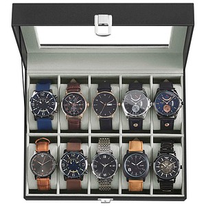 SONGMICS Uhrenbox schwarz, grau 30,0 x 11,2 x 8,0 cm, 1 St.