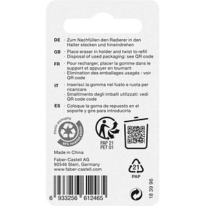 6933256612465 - 5 x Ersatzradierer Eraser Pen Kunststoff 4 Stück auf Bli