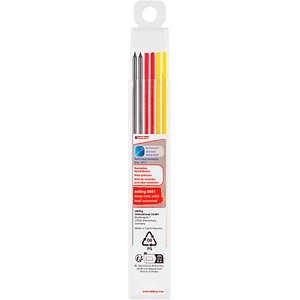 edding 8881 Ersatzminen für Tieflochmarker-Bleistift 2x graphit, 2x rot, 2x gelb