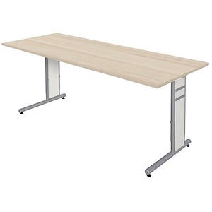 Kerkmann Priola höhenverstellbarer Schreibtisch ahorn rechteckig, C-Fuß-Gestell silber 180,0 x 80,0 cm