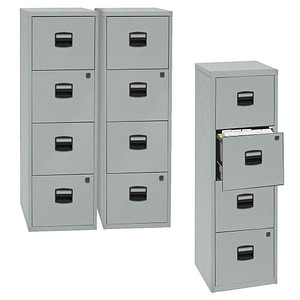 AKTION: BISLEY Home PFA 4 Hängeregistraturschränke silber 4 Schubladen 41,3 x 40,0 x 132,1 cm, 3 St.