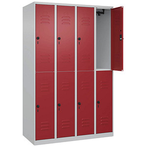 4067521358313 - Spind Classic Plus lichtgrau rubinrot 080300-40-S10001 8 Schließfächer 1200 x 500 x 1850 cm 4067521358313 C+P-Möbel