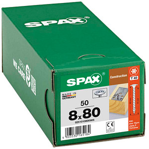 SPAX® Holzbauschrauben T40 Tellerkopf WIROX 80mm  x 8 mm, 50 St.