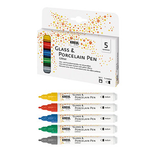 4000798165307 - Porzellan- und Glasmaler glitter 5er Set Porcelain+GlassPen 160°C Bastelfarben - Kreul
