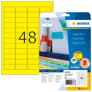 960 HERMA Etiketten 4366 gelb 45,7 x 21,2 mm
