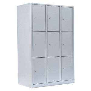 4061815519138 - Schließfachschrank 523330 Metall 3 Abteile mit 9 Fächern abschließbar 1185x180cm (BxH) lichtgrau 4061815519138 LÜLLMANN