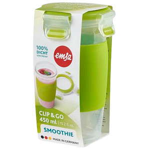 4009049529523 - N1071500 ZE-KOM Emsa N10715 Clip & Go Smoothie Becher 450 ml Rund Transparent  hellgrün N1071500 4009049529523