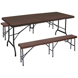 Garden Pleasure Bierzeltgarnitur TABORA, schwarz Kunststoff, Metall, 3-teilig