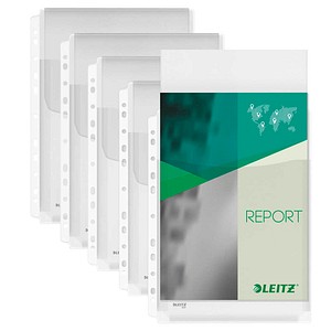 Leitz Prospekthüllen Maxi 4757-30-03, A4 transluzent genarbt, oben offen mit Klappe, 0,17mm 4002432363216 Leitz 5 Stück