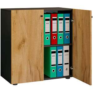 VCM my office Aktenschrank L Lona, 919443 anthrazit, honig-eiche 1 Fachboden 70,0 x 39,0 x 74,0 cm