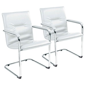 4045513003007 - Besucherstuhl Rumba weiß   chrom mit Armlehnen Freischwinger 4045513003007 2 Stück