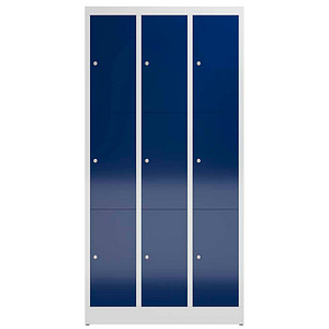 4061815856813 - Schließfachschrank ClassiX enzianblau lichtgrau X-520331 9 Schließfächer 870 x 500 x 1800 cm 4061815856813 LÜLLMANN