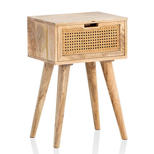 4251757712883 - Nachttisch Nachtkommode Boxspringbett Holz Rattan 60 cm Wiener Geflecht