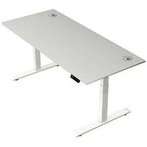 Kerkmann Move 2 Plus elektrisch höhenverstellbarer Schreibtisch lichtgrau rechteckig, T-Fuß-Gestell weiß 180,0 x 80,0 cm