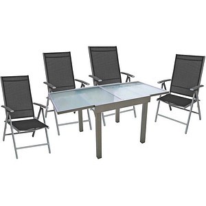 Garden Pleasure Sitzgruppe LOLA dunkelgrau, grau Metall, 5-teilig