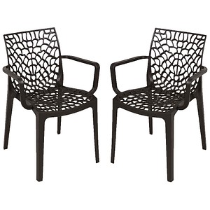 Garden Pleasure Gartenstühle mit Armlehnen CALVERA schwarz, 2 St.